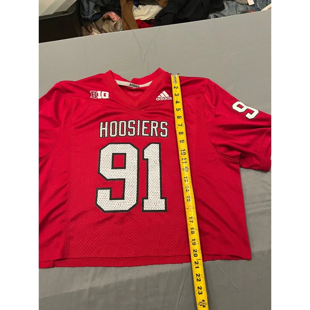 Indiana Hoosiers Adidas Cropped Football Jersey Red 91 Big Ten Mens Large